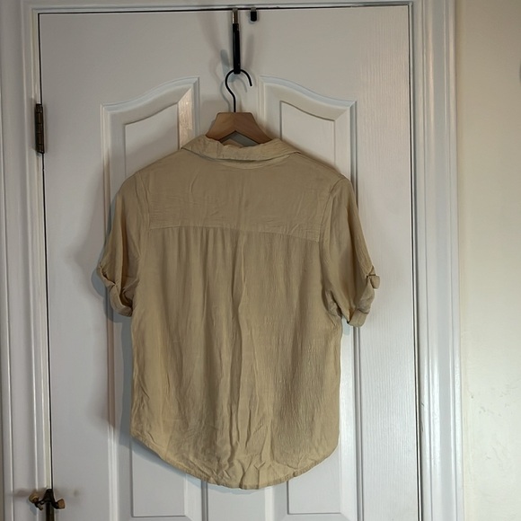 Faithfull the‎ Brand | Tan Toulin Textured Front Knot Button Shirt Small Neutral - Picture 7 of 10